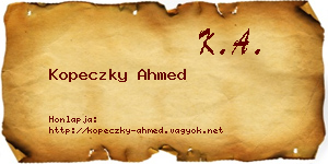 Kopeczky Ahmed névjegykártya